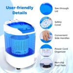 COSTWAY Mini Portable Washing Machine, 5.5 lbs Capacity, Compact Laundry Washer with Spin Tub & Drain Hose, Perfect for Apartment Dorms RV Home (Blue) - Image 8