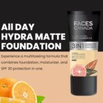 FACESCANADA All Day Hydra Matte Foundation with SPF 30 - Absolute Ivory | 3-in-1 Foundation Moisturizer Sunscreen | Oil Free with Vitamin C | 0.85 Fl oz (25ml) - Image 3