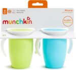 Munchkin Sippy Cup for 6 Month Old and Up, Spill Proof Miracle 360 Toddler Cups with Transition Handles, 7 Ounce, 2 Pack, Blue/Green - Image 6