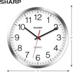 Sharp Wall Clock – Silver/Chrome, Silent Non Ticking 10 Inch Quality Quartz Battery Operated Round Easy to Read Home/Kitchen/Office/Classroom/School Clocks, Sweep Movement - Image 4