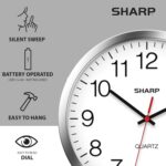 Sharp Wall Clock – Silver/Chrome, Silent Non Ticking 10 Inch Quality Quartz Battery Operated Round Easy to Read Home/Kitchen/Office/Classroom/School Clocks, Sweep Movement - Image 6