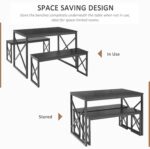 VECELO Kitchen Table with 2 Benches for 4, Wood Dining Room Dinette Sets with Metal Frame for Breakfast Nook and Small Space, Black - Image 4