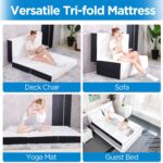 Folding Mattress Queen Size,6 inch Tri-fold Memory Foam Mattress Topper with Washable Cover, Non-Slip Bottom Guest Bed Queen Size, 78" x 58" x 6" - Image 6
