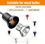 Reptile Heat Lamp, Heat Lamp with Clamp, UVA UVB Reptile Light with Intelligent Cycle Timer for Turtle, Bearded Dragon, Lizard and More, 2 Bulbs 50W+75W - Image 6