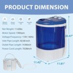 Portable Washing Machine Mini Washer with Spin Dryer 8lbs Washing Capacity, Durable Energy Saving, Rotary Controller, Compact Laundry Washer for RV, Apartments, Dorms,Kitchen, Blue - Image 6