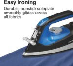 Hamilton Beach 2-in-1 Steam Iron for Clothes and Garment Steamer with 5 Temperature Settings, Nonstick Soleplate, 1200 Watts, 8’ Cord, Black & Blue (14525F) - Image 5
