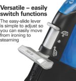 Hamilton Beach 2-in-1 Steam Iron for Clothes and Garment Steamer with 5 Temperature Settings, Nonstick Soleplate, 1200 Watts, 8’ Cord, Black & Blue (14525F) - Image 6