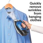 Hamilton Beach 2-in-1 Steam Iron for Clothes and Garment Steamer with 5 Temperature Settings, Nonstick Soleplate, 1200 Watts, 8’ Cord, Black & Blue (14525F) - Image 7