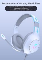 CM7002 Gaming Headset for PS5, PS4, PC, Mac, Switch, Xbox Series, Surround Sound RGB Gaming Headphones with Noise Canceling Microphone, 50MM Dynamic Drivers, 3.5MM Audio Jack, Light White - Image 9