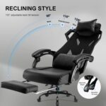 GTRACING Gaming Chair, Computer Chair with Mesh Back, Ergonomic Gaming Chair with Footrest, Reclining Gamer Chair with Adjustable Headrest and Lumbar Support for Gaming and Office (Black) - Image 8