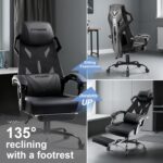 GTRACING Gaming Chair, Computer Chair with Mesh Back, Ergonomic Gaming Chair with Footrest, Reclining Gamer Chair with Adjustable Headrest and Lumbar Support for Gaming and Office (Black) - Image 10