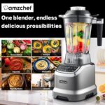 AMZCHEF Professional Blender for Smoothies,4 Functions,1800W Smoothie Blender,63 Oz Pitcher/20-Oz To-go Cup，Ice and Frozen Fruit,Self-Cleaning,High Speed,Grey - Image 8