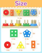 Montessori Toys for 1 2 3 Year Old Boy Girl, Toys for Ages 2-4 Toddlers Kids Baby, 1 2 Year Old Birthday Gifts, Wooden Learning Puzzles Shape Sorter Toy for Toddlers 1-3 - Image 7