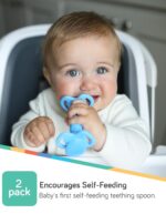 Nuby Dipeez 2 in 1 Silicone Spoons/Dipper, 2pk, Blue/Green - Image 3