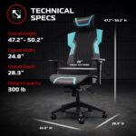RESPAWN FLEXX Mesh Gaming Chair With Lumbar Support,Ergonomic Gaming Chair with Recline/Tilt Tension Controls, Adjustable Arms, 300lb Max Weight With Wheels for Computer/Desk/Office -Teal - Image 3