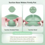 Silicone Baby Feeding Set, Baby Led Weaning Supplies, Eating Essentials Utensils with Suction Plate and Bowl, Pocket Bib, Sippy Cup with Lid, Forks Spoons Snack Container, for 6+ Months, Green - Image 7