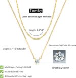 Tewiky Dainty 14k Gold Plated/Silver Cubic Zirconia Necklaces for Women, Simple CZ Jewelry Necklaces Trendy Gifts - Image 5