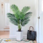5FT Artificial Palm Tree with White Tall Planter - Fake Tree Areca Floor Plant in Pot - Artificial Silk Plants for Indoor Home Office Decor - Image 3
