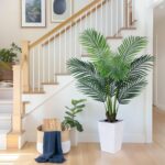 5FT Artificial Palm Tree with White Tall Planter - Fake Tree Areca Floor Plant in Pot - Artificial Silk Plants for Indoor Home Office Decor - Image 4