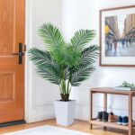 5FT Artificial Palm Tree with White Tall Planter - Fake Tree Areca Floor Plant in Pot - Artificial Silk Plants for Indoor Home Office Decor - Image 5