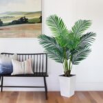 5FT Artificial Palm Tree with White Tall Planter - Fake Tree Areca Floor Plant in Pot - Artificial Silk Plants for Indoor Home Office Decor - Image 6