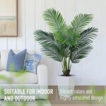 5FT Artificial Palm Tree with White Tall Planter - Fake Tree Areca Floor Plant in Pot - Artificial Silk Plants for Indoor Home Office Decor - Image 7