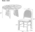 Harper & Bright Designs 5-Piece Extendable Dining Table Set, Functional Round Dining Table and 4 Upholstered Chairs with Rattan Backrests for Dining Room and Kitchen (Natural Wood Wash) - Image 4