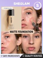 SHEGLAM Full Coverage Foundation Makeup Long Lasting Waterproof Matte Dewy Liquid Foundation - Porcelain - Image 3