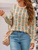 ZESICA Women's Long Sleeve Crewneck Sweater 2025 Fall Printed Cute Oversized Knitted Pullover Tops Trendy Clothes - Image 3