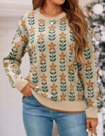 ZESICA Women's Long Sleeve Crewneck Sweater 2025 Fall Printed Cute Oversized Knitted Pullover Tops Trendy Clothes - Image 4