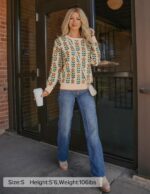 ZESICA Women's Long Sleeve Crewneck Sweater 2025 Fall Printed Cute Oversized Knitted Pullover Tops Trendy Clothes - Image 8