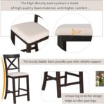Merax 6-Piece Wooden Counter Height Rectangular Table Set with Bottom Shelf, 4 Chairs, and Padded Bench, Espresso - Image 7