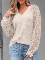 AUTOMET Women Long Sleeve Shirts Fall Lace Tops 2025 Fashion V Neck Sweaters Dressy Casual Winter Tunic Blouse Trendy Outfit - Image 4