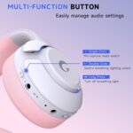 Gtheos Wireless Gaming Headset for ps5, ps4, Elden Ring, PC, Mac, Switch, Bluetooth 5.3 Gaming Headphones with Noise Canceling Microphone, 45H Battery, RGB Light, Pink - Image 4