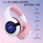Gtheos Wireless Gaming Headset for ps5, ps4, Elden Ring, PC, Mac, Switch, Bluetooth 5.3 Gaming Headphones with Noise Canceling Microphone, 45H Battery, RGB Light, Pink - Image 5