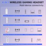 Gtheos Wireless Gaming Headset for ps5, ps4, Elden Ring, PC, Mac, Switch, Bluetooth 5.3 Gaming Headphones with Noise Canceling Microphone, 45H Battery, RGB Light, Pink - Image 8
