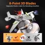 Aeitto Blender, Blenders for Kitchen with 1500-Watt Motor, 68 Oz Large Capacity, Professional Countertop Blenders for Ice Crush, Frozen Drinks, Silver - Image 5