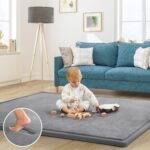 Baby Play Mat for Floor Tummy Time Nursery Rug Muscle Mat Area Rug Playroom Tatami 50 * 50" Memory Foam 1.3" Thick Crawling For Babies,Toddlers, Infants, Kids,Floor Mat(Grey) - Image 3