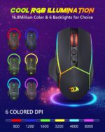 Redragon Wireless Gaming Mouse, Tri-Mode 2.4G/USB-C/Bluetooth Ergonomic Mouse Gaming, 8000 DPI, RGB Backlit Programmable Wireless Mouse, Rechargeable, 250 Hrs for Laptop PC Mac, M814 - Image 4