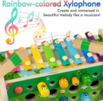 6-IN-1 Wooden Montessori Toys for 1 Year Old, Mole-Tapping Game | Play the Xylophone | Frog Clock | Carrot Harvest Game | Spinning Gear, Toddler Toys Aged 1-4, Baby Toy Gift for Early Learning - Image 3