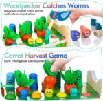 6-IN-1 Wooden Montessori Toys for 1 Year Old, Mole-Tapping Game | Play the Xylophone | Frog Clock | Carrot Harvest Game | Spinning Gear, Toddler Toys Aged 1-4, Baby Toy Gift for Early Learning - Image 4