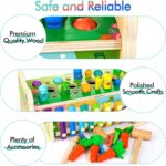 6-IN-1 Wooden Montessori Toys for 1 Year Old, Mole-Tapping Game | Play the Xylophone | Frog Clock | Carrot Harvest Game | Spinning Gear, Toddler Toys Aged 1-4, Baby Toy Gift for Early Learning - Image 7