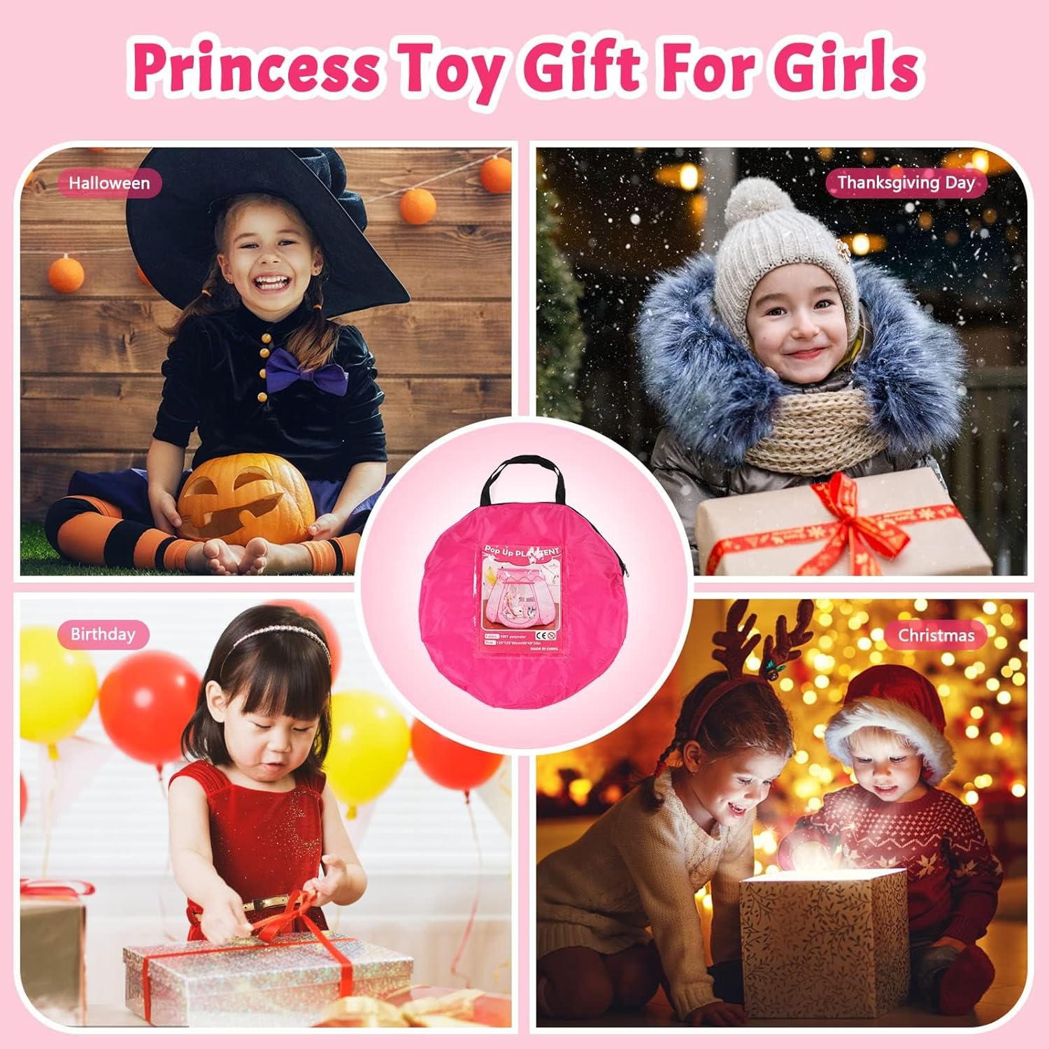 Pop Up Princess Tent with Colorful Star Lights for 1 2 3 Year Old Birthday Gift, 12-18 Months Baby Girl Toys, Foldable Ball Pit with Carrying Bag, Indoor&Outdoor Play Tent for Kids - Image 7