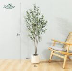 LOMANTO Artificial Olive Trees, 5 ft Tall Fake Olive Trees for Indoor, Faux Olive Silk Tree, Large Olive Plants with White Planter for Home Decor and Housewarming Gift, 1 Pack - Image 5