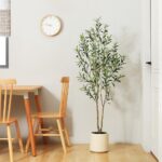 LOMANTO Artificial Olive Trees, 5 ft Tall Fake Olive Trees for Indoor, Faux Olive Silk Tree, Large Olive Plants with White Planter for Home Decor and Housewarming Gift, 1 Pack - Image 6