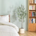 LOMANTO Artificial Olive Trees, 5 ft Tall Fake Olive Trees for Indoor, Faux Olive Silk Tree, Large Olive Plants with White Planter for Home Decor and Housewarming Gift, 1 Pack - Image 9