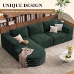 Modular Sectional Sofa with L-Shape Chaise,Cloud Sectional Modern Sleeper Couch with Deep Seat,Sponge Compression Sofas No Assembly Required (Green-Corduroy Fabric) 1PCS - Image 6