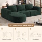 Modular Sectional Sofa with L-Shape Chaise,Cloud Sectional Modern Sleeper Couch with Deep Seat,Sponge Compression Sofas No Assembly Required (Green-Corduroy Fabric) 1PCS - Image 7