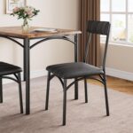 Garvee Wood Dining Table Set for 4, Kitchen Table Set with 4 Upholstered Chairs, 5-Piece Dining Table Set for Apartment, Dining Room, Small Space, Brown - Image 5