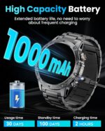 Military Smart Watches for Men, 1.7″ Smartwatch with 1000 mAh Battery/2 Straps/Led Flashlight/Heart Rate/Sleep Monitor 100+ Sport Modes, Answer/Make Calls Fitness Watch for Android/iPhone - Image 3